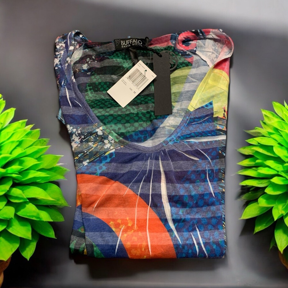 Buffalo David Bitton Venice Beach Beach SS Cotton Blend‎ Woman's Shirt M NWT NEW